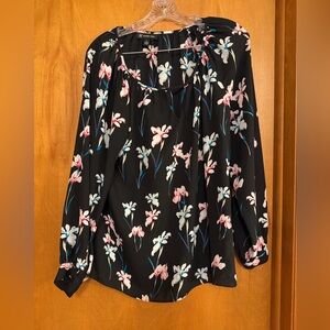 Women’s INC International Concepts Black Floral Blouse Size Large